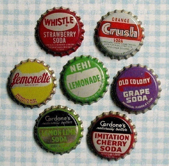 7 vintage bottle caps variety of RARE 1940s and 1950s