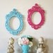 Vintage Italian Baroque Frames Upcycled AQUA MAGENTA Convex Glass