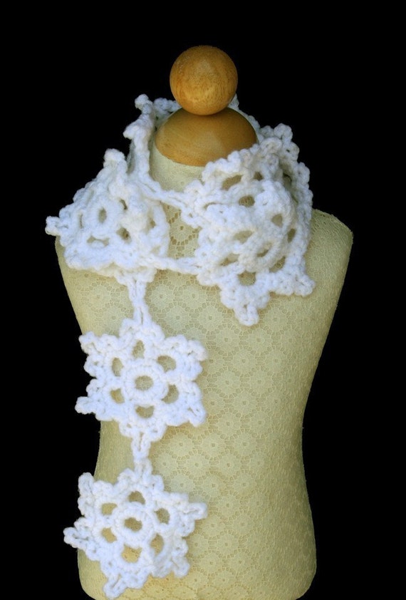 Download Crochet Pattern Scarf Snowflake Winter Christmas