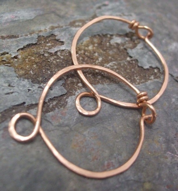 Copper Infinite Hoops with loop 18g Lrg 1.25 inches Hand