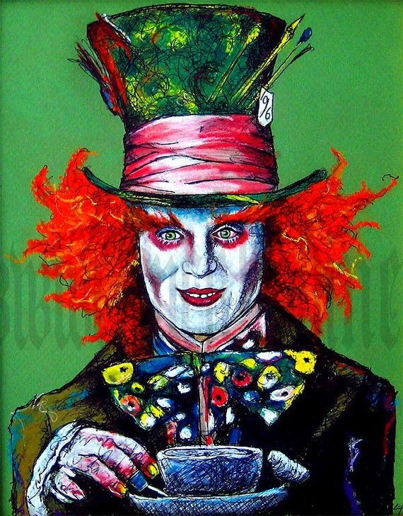 Print 8x10 Mad Hatter Johnny Depp Alice in