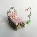1/4 scale Miniature Fairy Bed and Lamp Set OOAK by C.Rohal