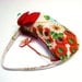 Japanese Vintage Kimono Beans Purse - Red Chrysanthemum