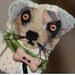 Sad-sweet Beige and Muted Black Calicos Jack Russell Terrier Quilty Critter Ornament - version II