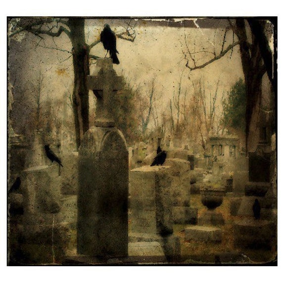 Gothic Crow Art Vintage Style Graveyard by gothicrow on Etsy