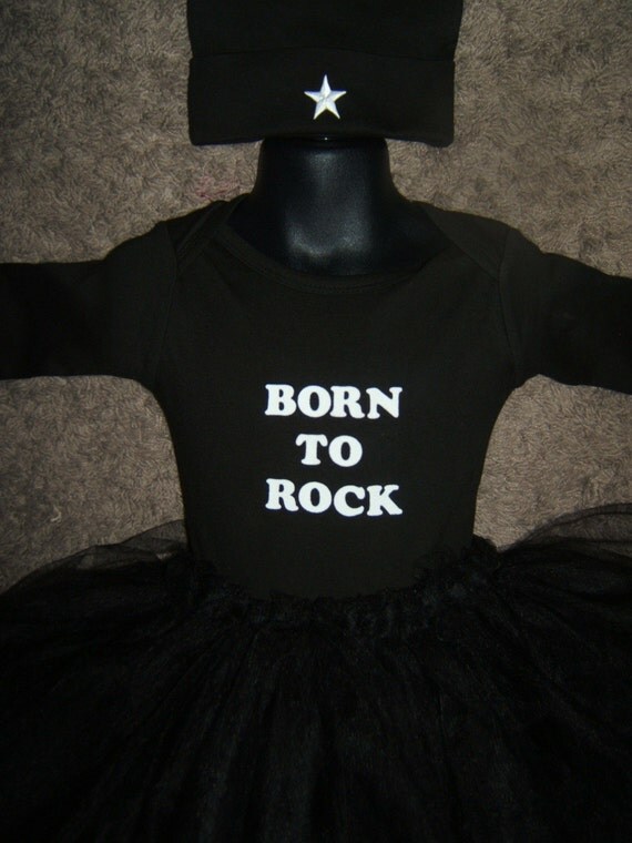 Punk Rock and roll baby clothes or toddler girl Onesie TUTU