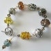 Lampwork bracelet silver and mixed lampwork Wild Honey, yellow, caramel, sage green, beaded jewelry