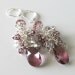 Antique pink crystal earrings crystal pear drop earrings wire wrapped silver earrings beaded jewelry