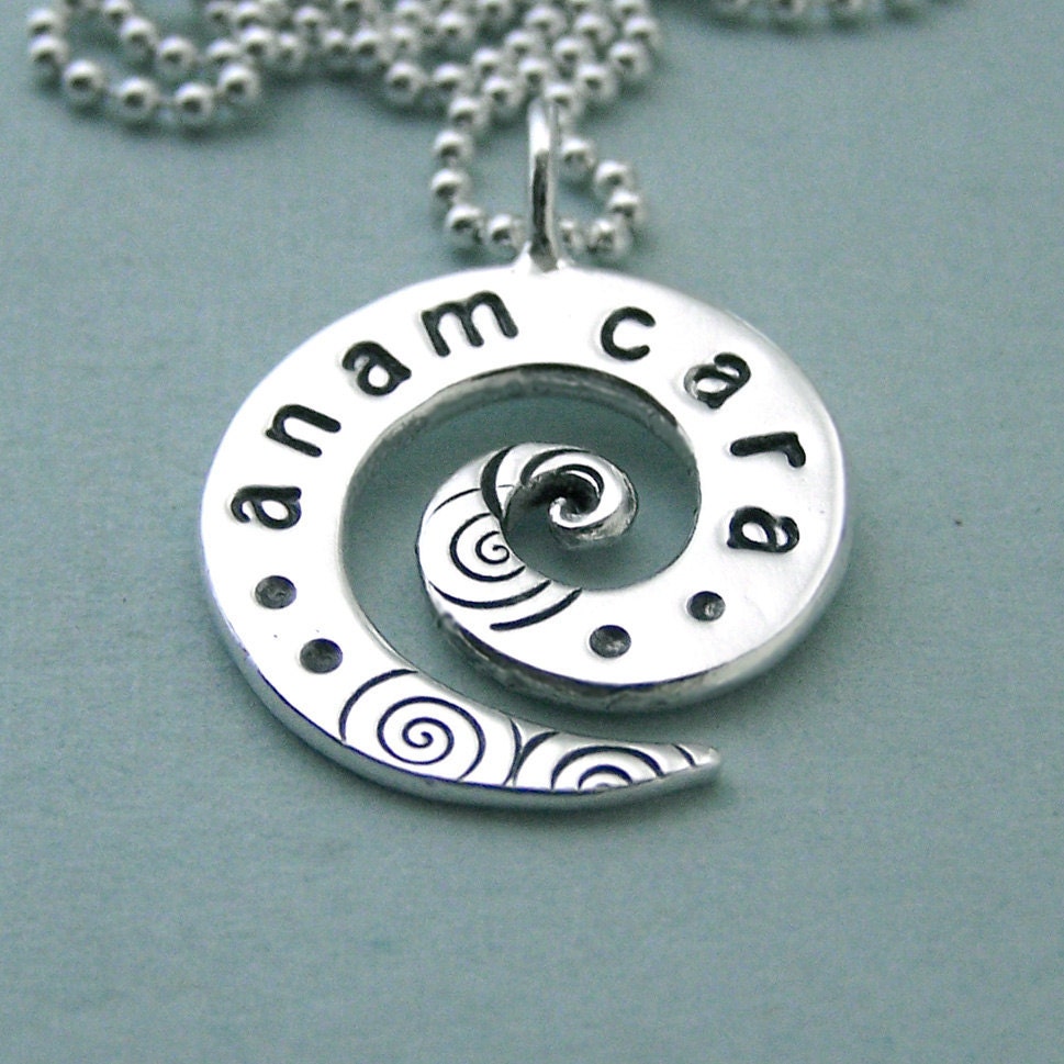 Anam Cara Hand Stamped Sterling Silver Spiral Necklace