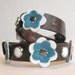 Size M - Deep Brown with Hand Cut Flowers Dog Collar