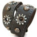 Leather Dog Collar - Gunmetal Gray Reclaimed Leather with Heavy Metal Accents - Size XS/S - OOAK