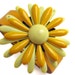 Cuff Bracelet in Sunny Yellow Leather with Vintage Flower, Eco-Friendly, Plus Size, Reclaimed, Accessories, Unique, OOAK
