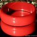Haute Couture Christmas Red Vintage Bangle Lipstick Lucite Valentines Chunky Coral Hollywood Bracelet Retro Sexy Statement Wide Bold Mod