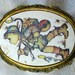 Kitschy Hummel Boy Vintage Gold Roses Repousse Footed Trinket Jewelry Box Signed Japan Red Velvet Inside