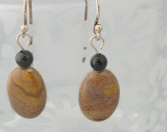 Peanut Jasper and Onyx Earrings