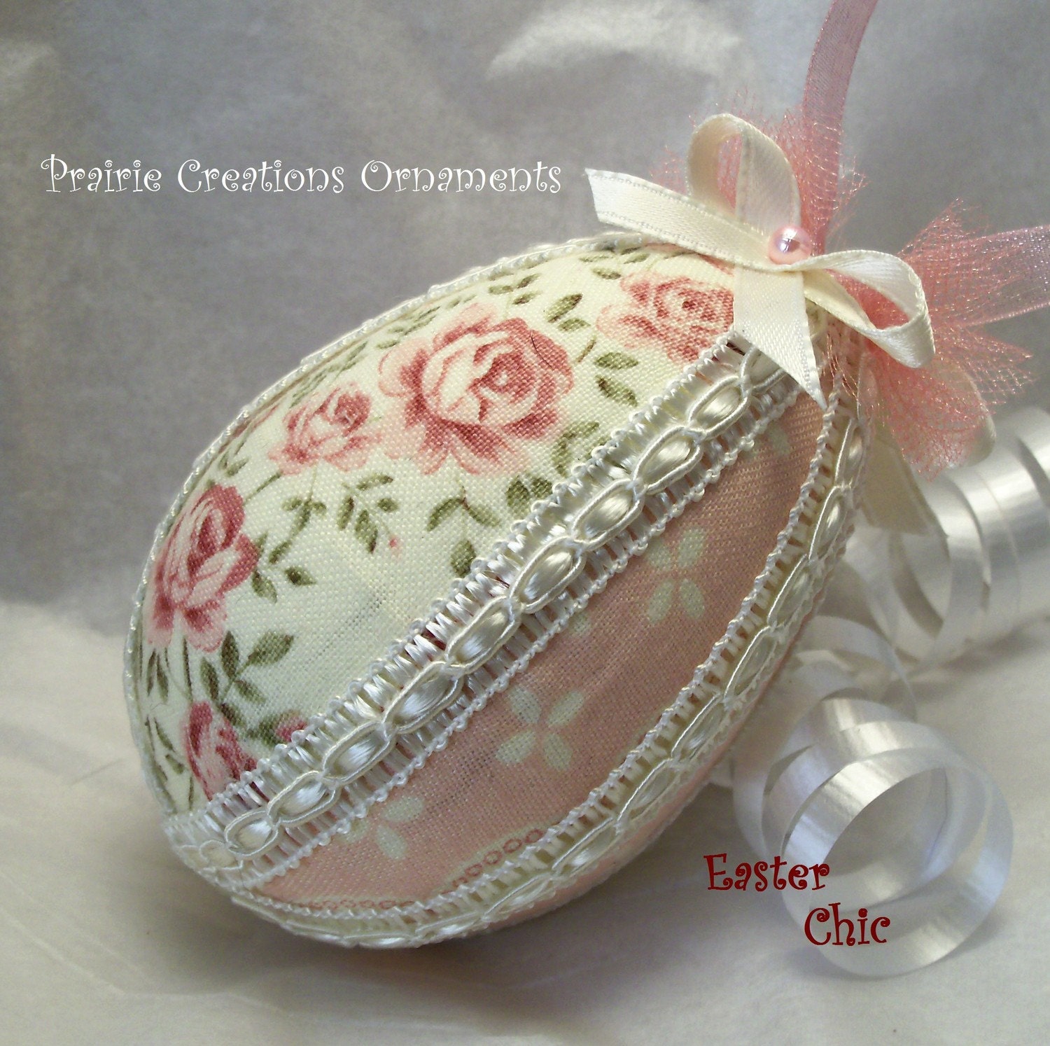 shabby rose quilted fabric ornament decoration shabby rose quilted fabric ornament decoration