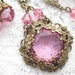 Sugar and Spice - Pink Rose Glass and Brass Necklace Set
