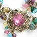 Dreaming in Color - Rose Glass Rainbow Antiqued Brass Bracelet