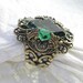 Whispering Pines - Vintage Tourmaline Glass and Antiqued Brass Ring