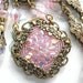 Early Blossoms - Pink Czech Glass Button Necklace and Earring Set