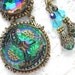 Double Rainbow - Vintage Glass Button Necklace with Vitrail Glass Jewel