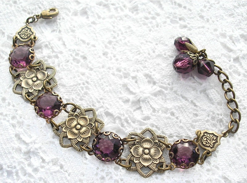 Amethyst Garden Vintage Czech Glass Jewel Bracelet