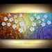 ORIGINAL Large Abstract Impasto White Flowers Landscape Modern Palette Knife Painting - Contemporary Fine Art by Susanna 48x24