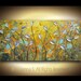 ORIGINAL Large Abstract Impasto Landscape Tulips Modern Palette Knife Painting - Orange Gray Blue-Contemporary Fine Art by Susanna 48x24