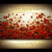 ORIGINAL Large Abstract Olive Brown Red Poppies Impasto Landscape Oil Painting by Susanna 48x24 Ready to Hang