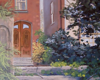 Architectural Art - Original Oil Painting "Stepping Back in Time" - impressionist art impressionism