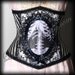 Victorian Cameo Corset in Rococo and Stripe Fabrics by Louise Black size small 22 inch