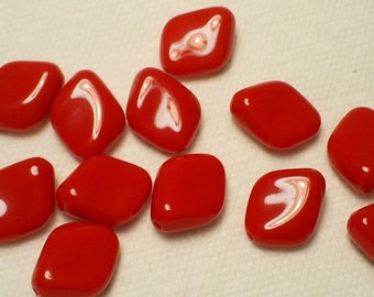 LAST CHANCE 24 X Vintage Red Diamond Wedge Beads DESTASH