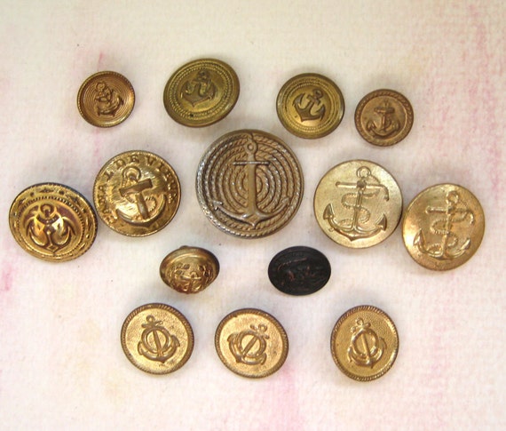 Vintage Brass Metal Anchor Buttons by rakubuttons on Etsy