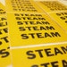 Steam Pipe Label Stickers - Yellow Warning Tape