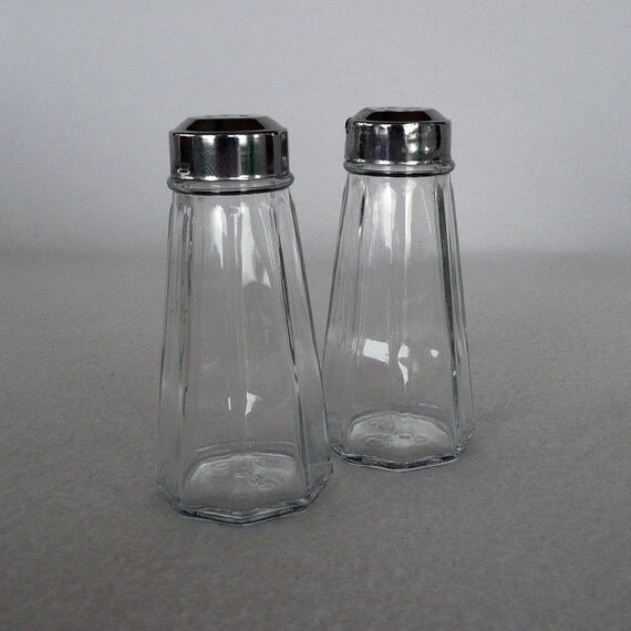 Vintage Clear Glass Salt and Pepper Shakers by SweetRiceVintage