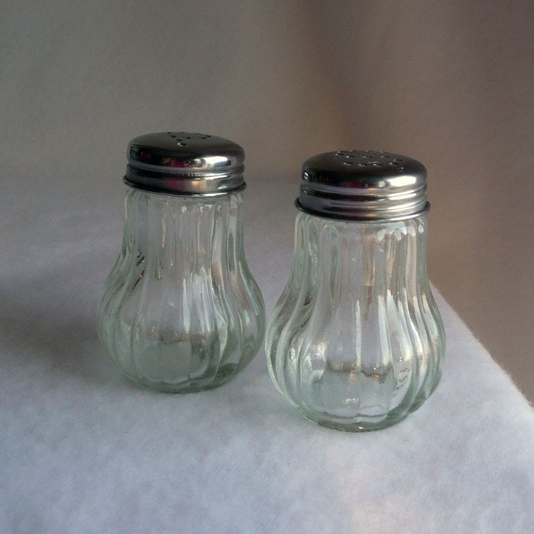 Vintage Salt and Pepper Shakers Clear Glass by SweetRiceVintage