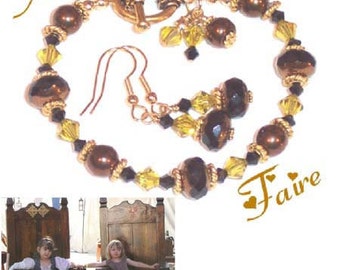 REN FAIRE Czech glass Crystal Bracelet Earring Set BHV