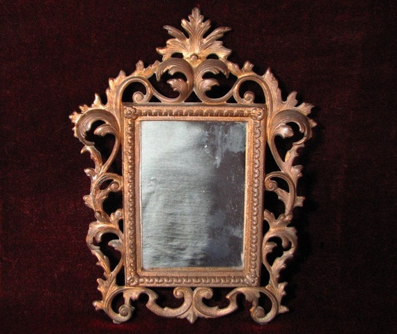 Items similar to ORNATE MIRROR Antique Victorian Brass Framed Table ...