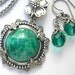 Vintage Marbled Emerald Green Cabochon Pendant