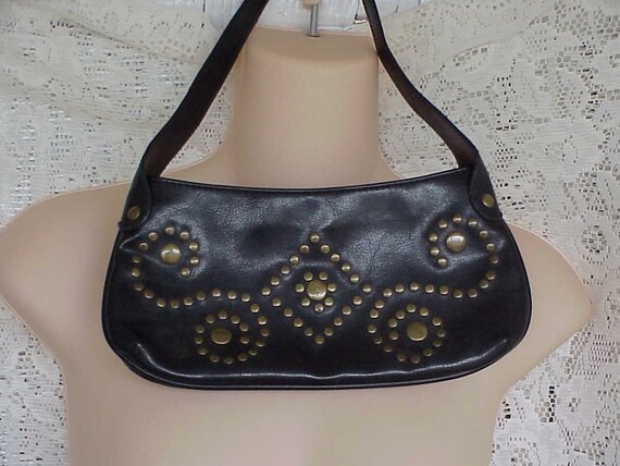 VINTAGE STEVE MADDEN PURSE BLACK LEATHER with by BUTTERCUPMOM