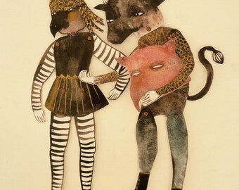 Seven Paper Doll Pack DIY Articulated Paper Doll / Hinged Beasts Series