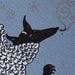 SALE Polar Wolf Hand Painted Greeting Card / Gocco Printed / gouache detail