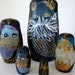 Sea Monster Family Five Piece Nesting Doll Set / Original Artwork