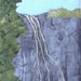 Falling Water Landscape Quilted Fabric Postcard Art Quilt