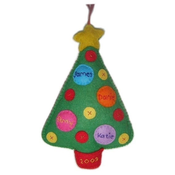 Items similar to Felt Personalised Christmas Tree Ornament Made to Order on Etsy