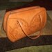 Vintage Hand Tooled Leather Retro Handbag Purse