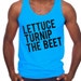 SALE lettuce turnip the beet - unisex size XL - bright blue tank top