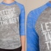 lettuce turnip the beet - aqua burnout baseball jersey - unisex XS (women's 0-4)