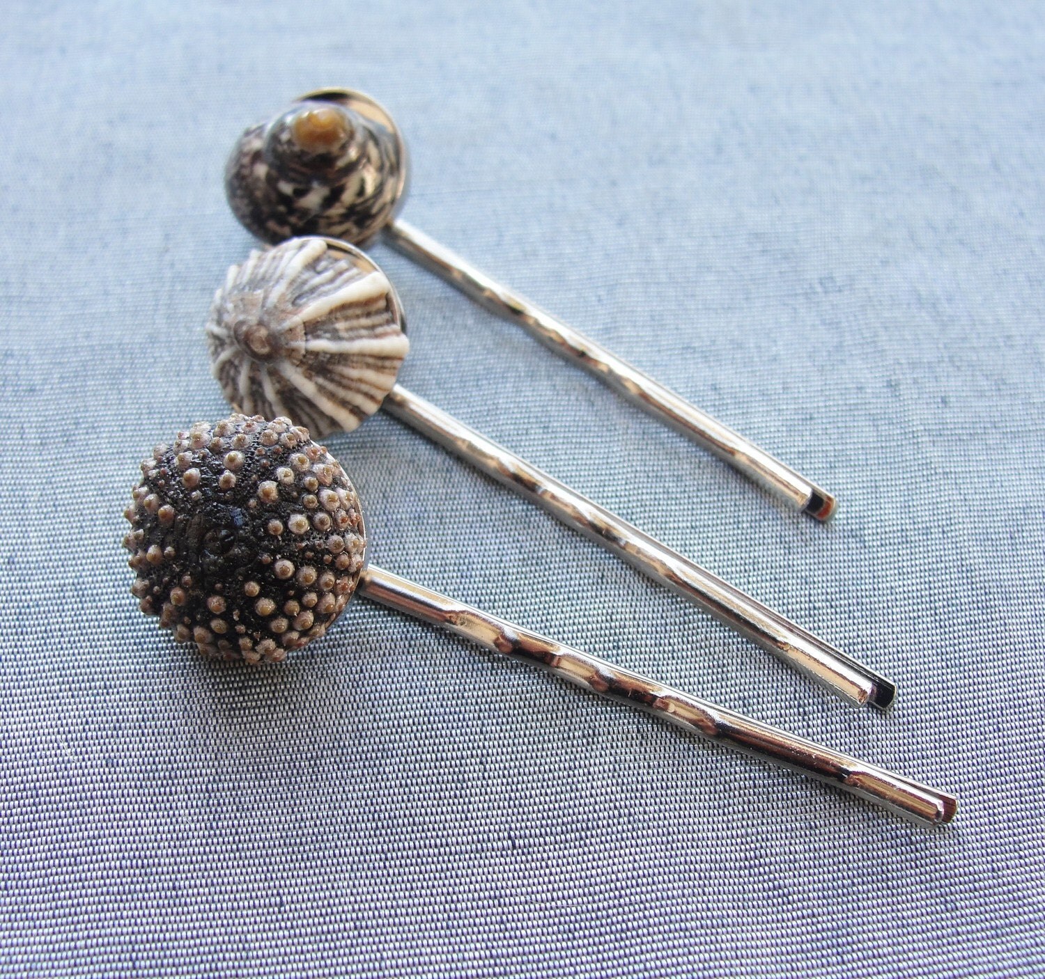 Sea Urchin Collection Three Bobby Hair Pins Sea urchin and