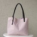 The Simplicity - Leather Handles Tote in Petal Pink Lithuanian Linen - NEW